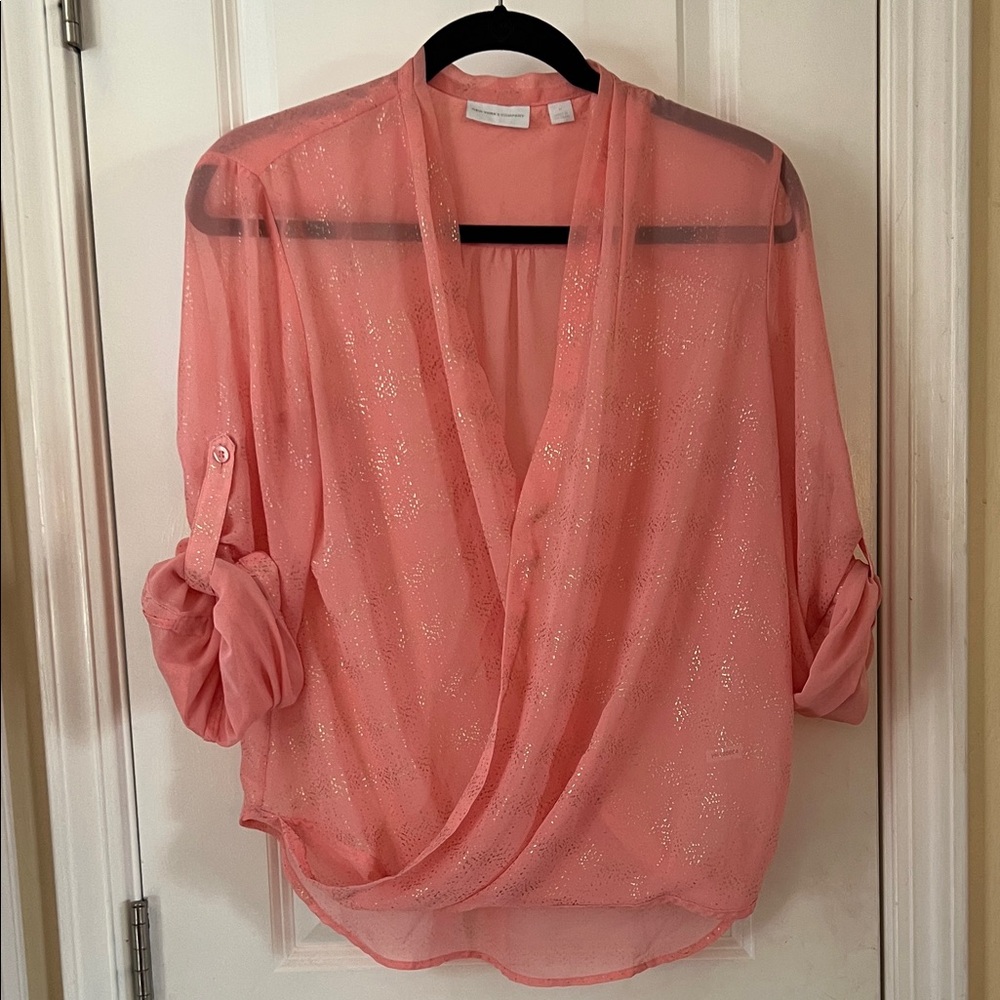 New York & Company Coral Sheer Blouse